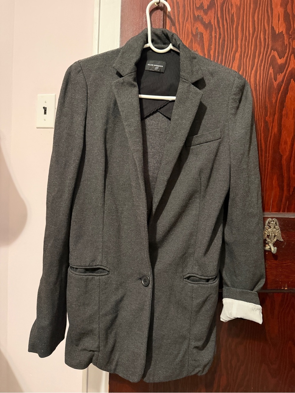 Club Monaco Dark Charcoal Ribbed-Lining Wool Blazer Size 4